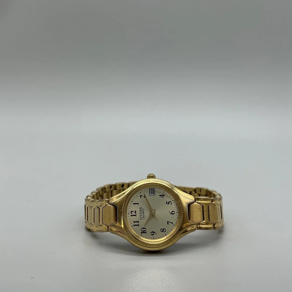 Citizen Womens Watch 23mm Champagne Dial Gold Tone 1012-3072689 New Battery 7.5